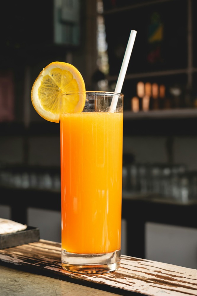 A glass of fresh orange juice